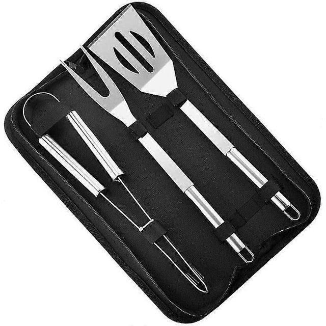 3pcs BBQ Accessories Stainless Steel BBQ Grill Tools Set - Premium Barbecue Grill Utensils Set in Aluminum Case - Perfect Grilling Presents Kit for Da