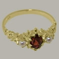 thumbnail image 6 of LBG British Made 18k Yellow Gold Real Genuine Garnet & Cultured Pearl Womens Promise Ring - 33 size options - Size 5.75, 6 of 9