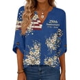 thumbnail image 6 of Evdexr Womens 250th Anniversary Usa Tops Patriotic V Neck Shirts 4th Of July Graphic 3/4 Sleeve Red Blue and White Shirt 1776 2026 Oversized Casual T Shirts Navy XL, 6 of 6
