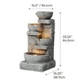 thumbnail image 4 of Teamson Home Cascading Stacked Stones Patio Water Fountain, Warm LED Light with Adjustable Flow & Electric Pump, Gray, 4 of 10