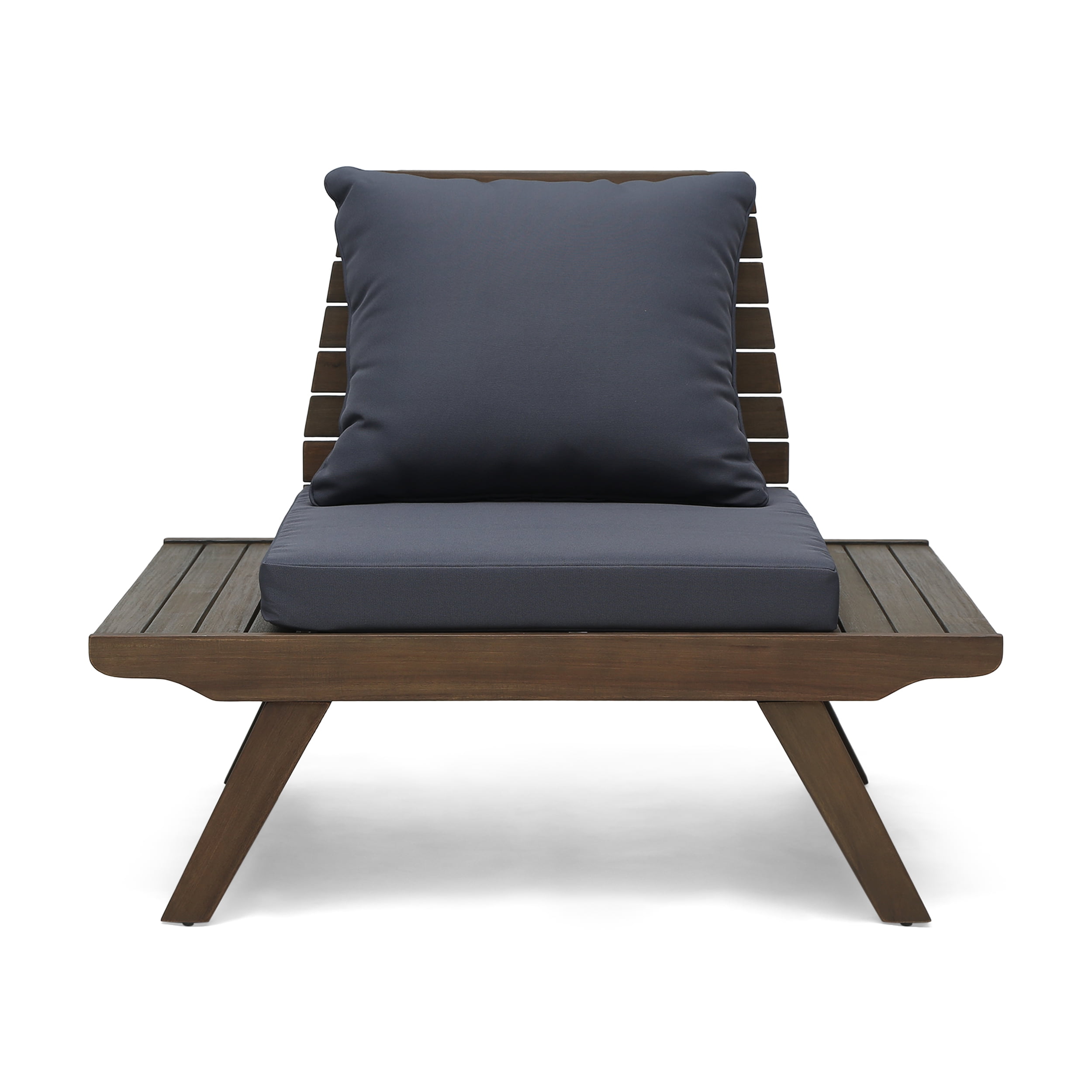 Outdoor Single Acacia Wood Club Chair, Leisure Relax Seat for Patio Garden, Dark Gray