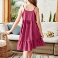 thumbnail image 3 of Girl's Summer Cotton Sundress Spaghetti Strap Solid Midi Dress Casual Cami Dresses, 3 of 4