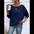 thumbnail image 4 of Blusas de Larga Suaves para Mujer, Cuello Redondo, Estilo Jersey, Informales, de Punto, con de Murciélago, Grandes, 2025 Azul Marino L, 4 of 9