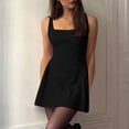 thumbnail image 5 of Blmnix Woman Dress Slip Dress Sexy Dresses Short Dress Dresses Square Neckline Sleeveless Black Mini Wrinkle-Resistant Dresses for Women Casual,M, 5 of 6