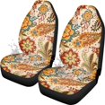 thumbnail image 2 of Uorisanigo Boho Floral Car Seat Covers 2 Pcs Stretch Polyester Fabric Cover Waterproof Car Seat Cover Easy Installation Universal Size Fit for Most Cars SUVs Trucks Vans, 2 of 7