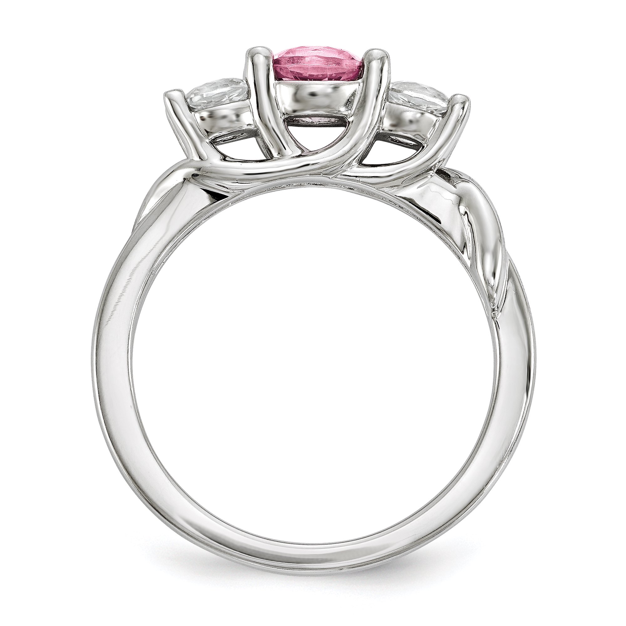 Bague De Fiançailles Or Blanc 14K Avec Topaze Rose Lab Créée 2ct Et Diamants