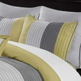 thumbnail image 4 of 8 Pieces Luxury Striped Comforter Set, Quilt Set with Comforter, Shams and Pillow for Bedroom, Hotel, Apartment, RV(Full, Yellow/Gray/Paloma), 4 of 5