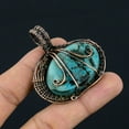 thumbnail image 4 of Natural Tree Of Life Tibetan Turquoise Gemstone Copper Wire Wrap Pendant 2", 4 of 4