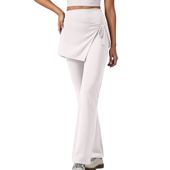 Arlun High Waist Yoga Pants for Versatile Running and Breathable Fitness Tights with Skirt Design Solid Color Lightweight Cozy Two-Piece Outwear Sports Trousers White XL
