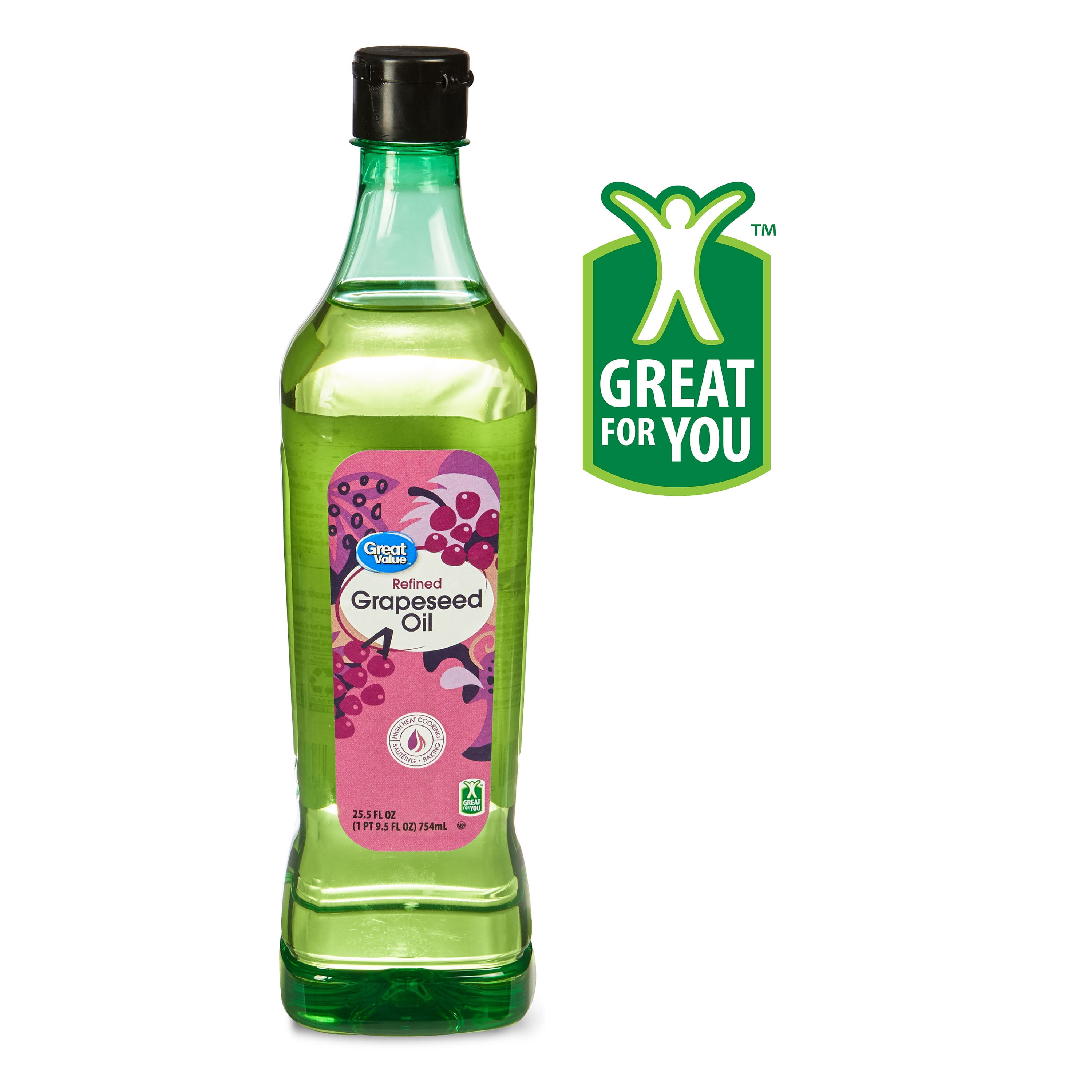 (4 pack) Great Value Refined Grapeseed Oil, 25.5 fl oz