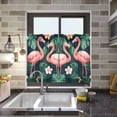 thumbnail image 4 of Yayeee Kitchen Curtains Tier Pair Light Filtering 27"x36" Rod Pocket Short Cafe Window Panel, Flamingo Leaves Pattern, 4 of 7