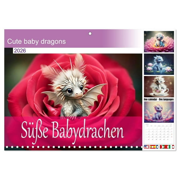 Cute baby dragons (Monthly Wall Calendar 2026 16.5 x 23.4 (open)), CALVENDO 14 Month Calendar