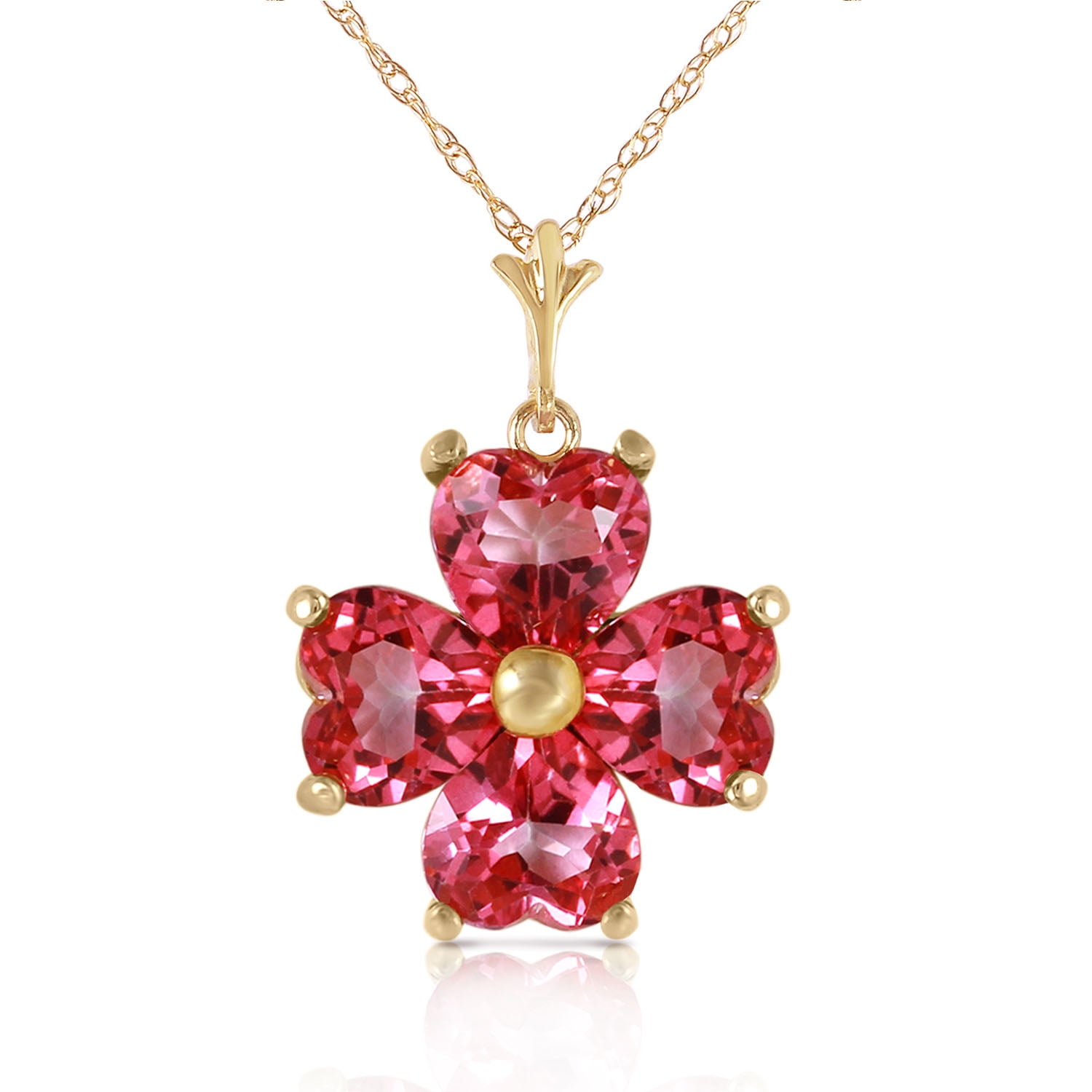 Galaxy Gold 14K Yellow Gold Pink Topaz Heart Necklace - Hope & Creativity - 16" to 24" - Fine Jewelry for Women