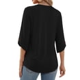 thumbnail image 4 of MOSHU Plus Size V Neck Tops for Women 3/4 Length Sleeve Women Tops Casual Dressy Women Blouses Trendy Tunic Tops, 4 of 9