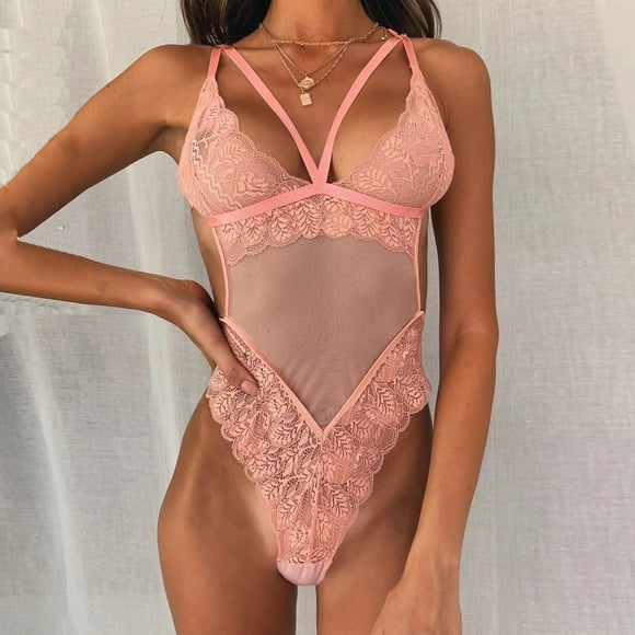 Intimates New Sexy Mesh Lace Women Sheer Backless Bodysuit Teddy Jumpsuit Lingerie XL