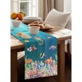 thumbnail image 4 of Coastal Ocean Table Runner, Seahorse Coral Seaweed Seashell Fish Fantacy Cotton Linen Kitchen Table Decoration Washable Dining Tabletop Runners for Home Party Decor 16x72 Inches, 4 of 9