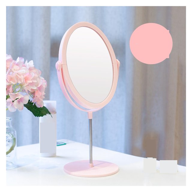 8inch Double-sided Flat Makeup Mirrors Desktop Oval Small Portable Dressing Pink Princess Mirror Personalize Mirror ,Widely Use