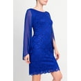 thumbnail image 3 of Connected Apparel Scoop Neck Long Chiffon Split Sleeves Bodycon Lace Dress, 3 of 5