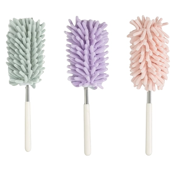 3PCS Chenille Dusting Duster Set With Extendable Handle For Easy Cleaning
