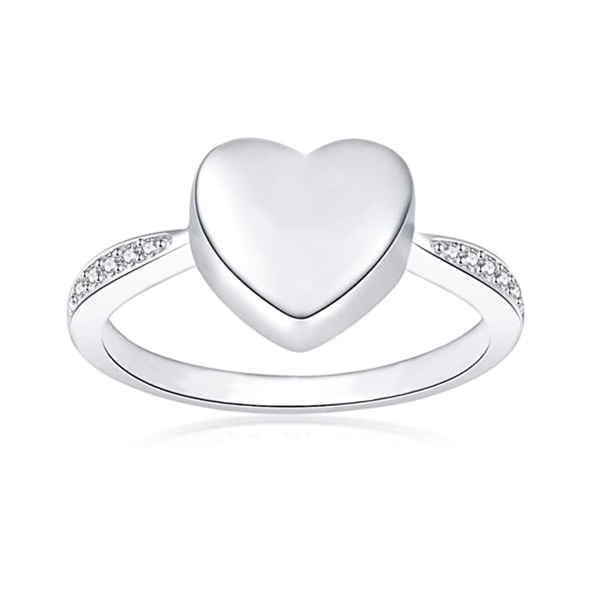 Silver Heart Cremation Ring Memorial Ring Rembrance Ring for Ashes Keepsake 
