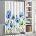 thumbnail image 3 of Blue Poppy Fabric Shower Curtain Spring Flowers Washable Shower Curtains for Bathroom, Waterproof Bath Curtain with Hooks Home Decor 36x72in, 3 of 8