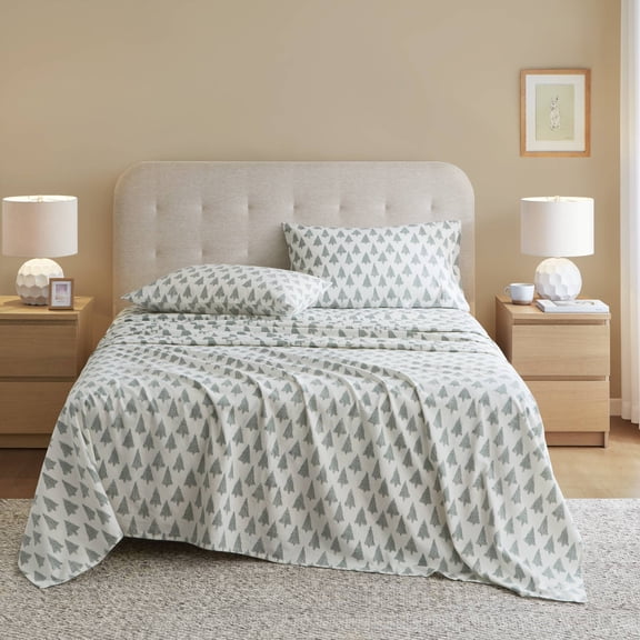 Nahenduo 4-Piece Full 100% Cotton Flannel Printed Sheet Set,Ikat tree