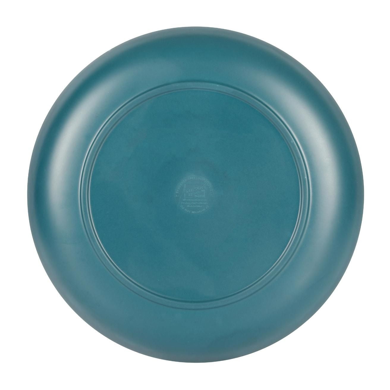 Gibson Home Rockabye 12 Piece Double Bowl Melamine Dinnerware Set, Matte Teal