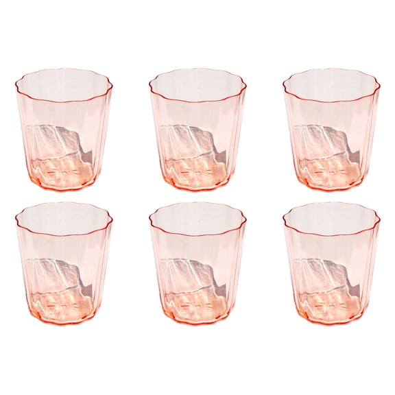 Simple Scallop Acrylic Drinking Glass - Pink - 16 oz - Set of 6