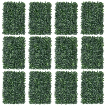 Grass Wall Panel, 24"x16" Artificial Boxwood Panel Faux Grass Decor, 12 Pack