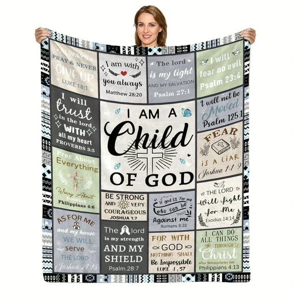 1 Pcs Christian Faith Bible Verse Blanket - Soft Throw Flannel with Inspirational Quotes, Religious Gift for Women and Men, Faith-Based Present for Church, Bible Study and Prayer Groups