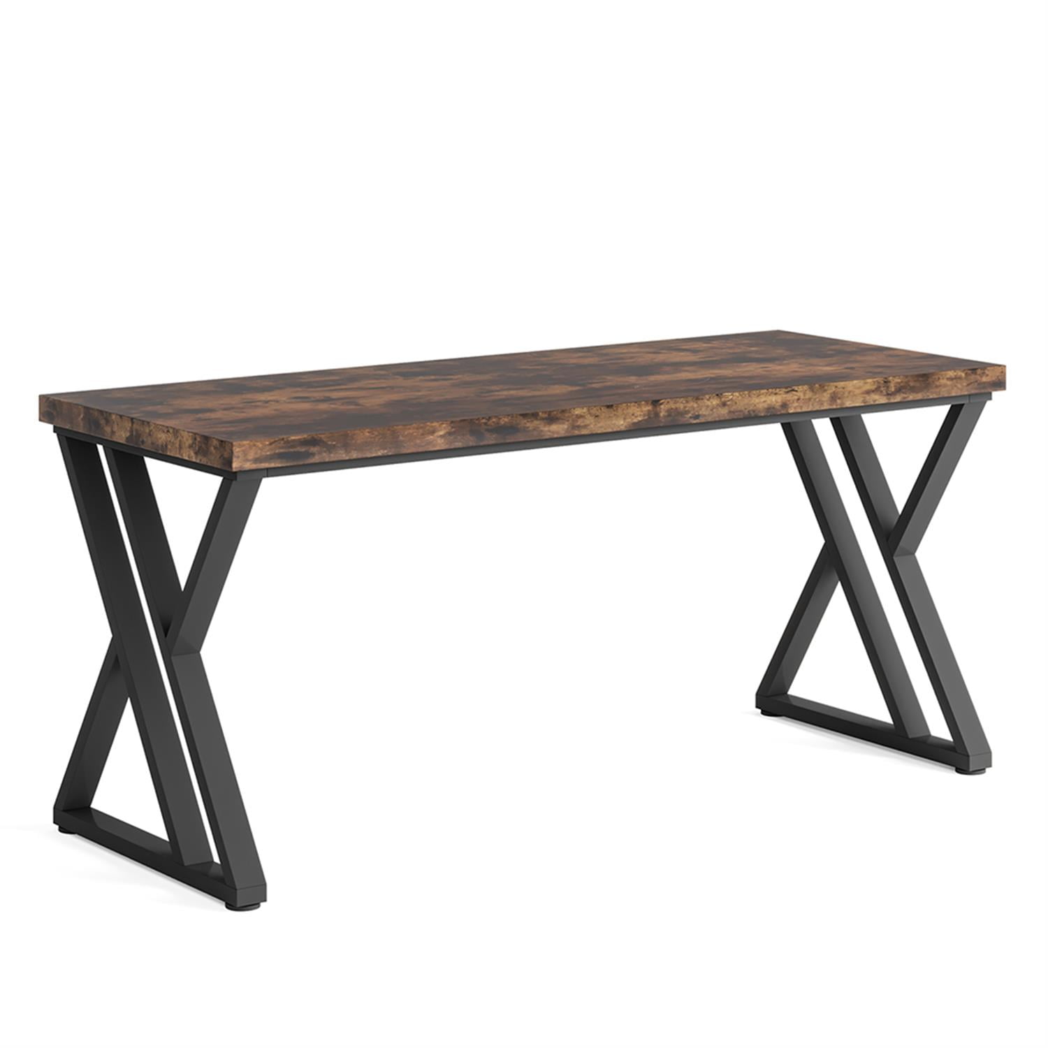 Demi Bonn 55" Heavy-Duty Computer Desk, Gaming Desk, Simple Work Desk for Home Office, Study, Living Room, Brown