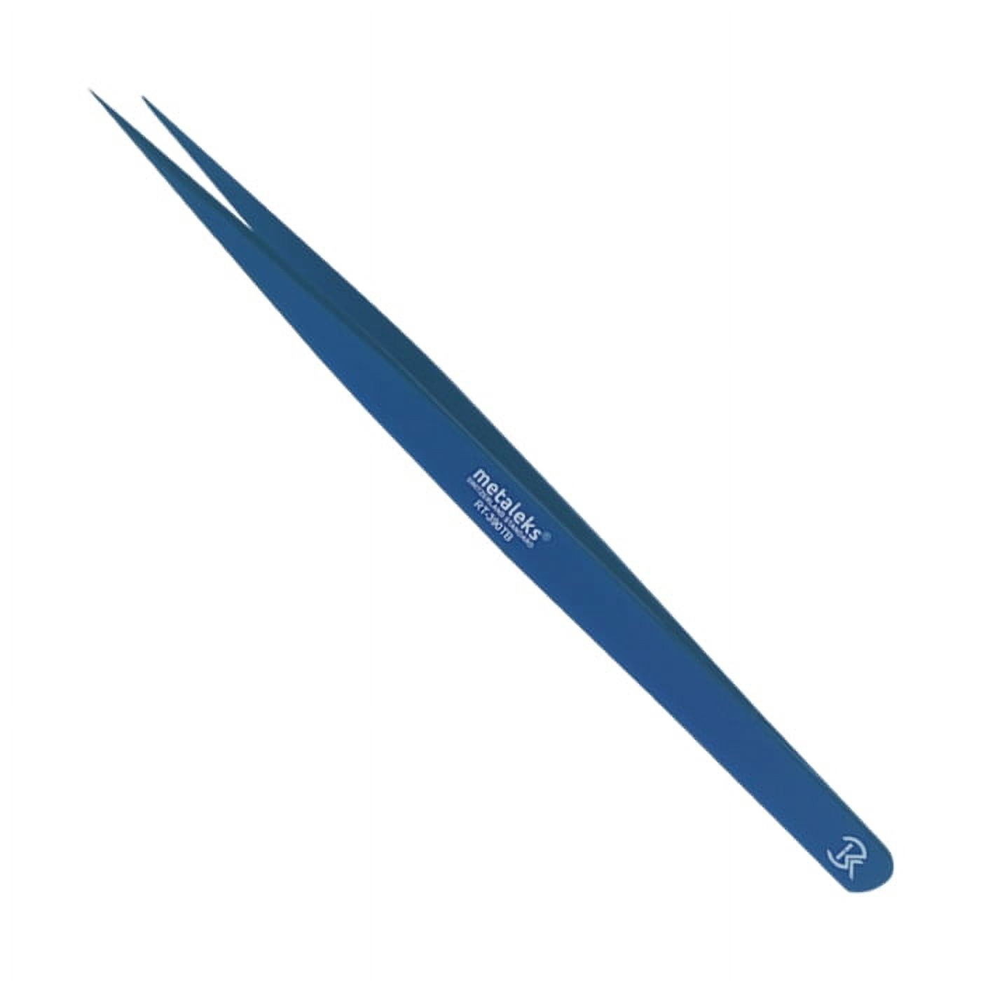 6PCS Complete Blue Titanium Coated Volume Tweezers Eyelash Extension Set With Blue Metallic Magnetic Pouch