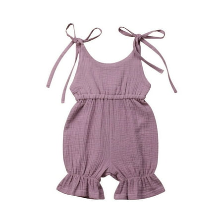 

Summer Baby Girl Summer Cotton Linen Romper Bodysuit Jumpsuit Outfits Sunsuit