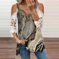thumbnail image 2 of Elegante mujer casual cremallera cuello impresión blusa encaje manga corta camiseta verano Tops OAVQHLG3B Store  lin121212, 2 of 4
