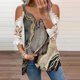 thumbnail image 2 of Elegante mujer casual cremallera cuello impresión blusa encaje manga corta camiseta verano Tops OAVQHLG3B Store  lin121212, 2 of 4