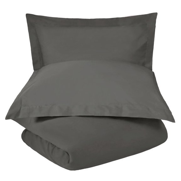 Superior Tierney Cotton Percale Duvet Cover Set, Full/Queen, Gray