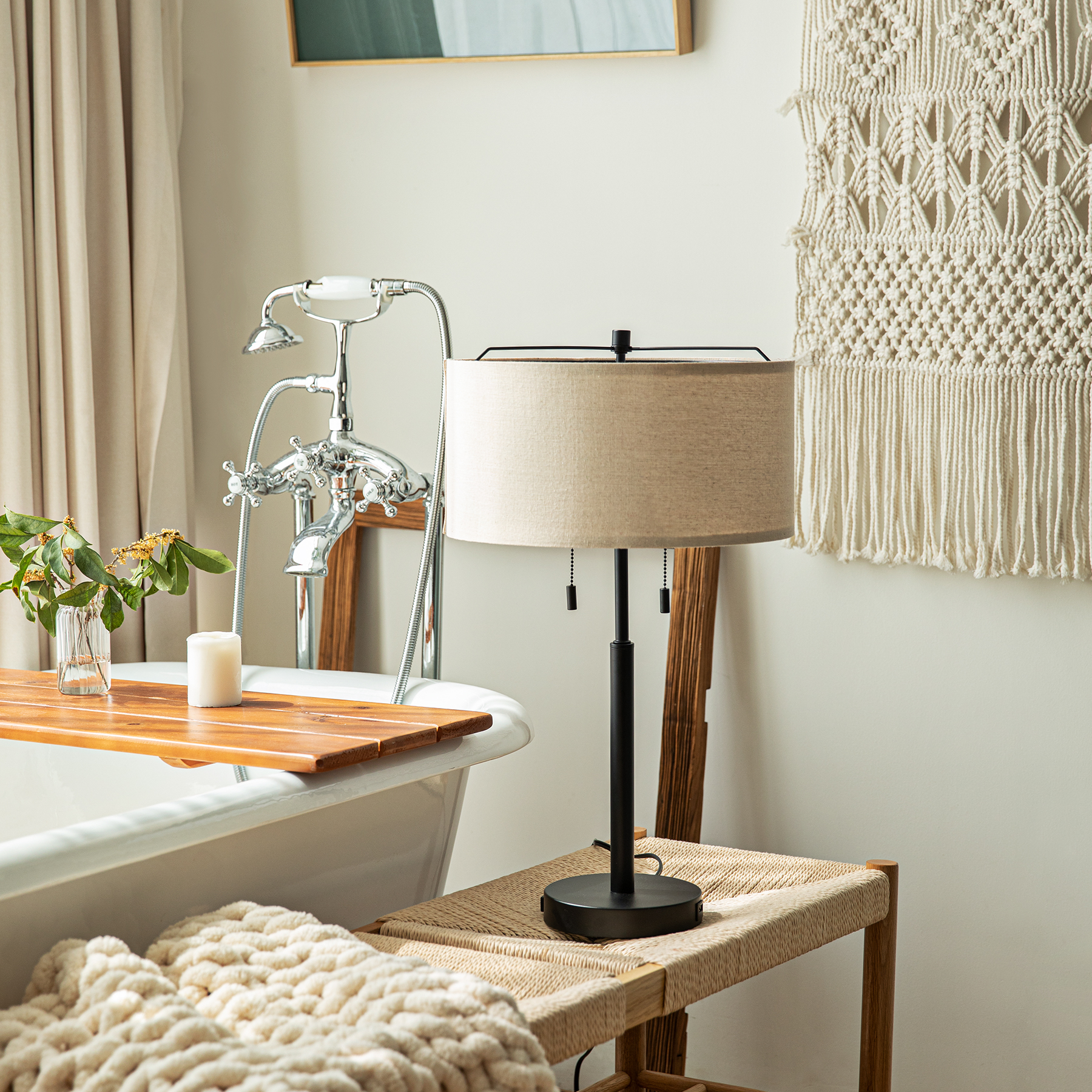 Bestco 24" Table Desk Lamps w USB Port & AC Outlet for Home Office Decor, Set of 2