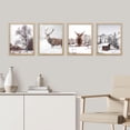 thumbnail image 2 of PixonSign Framed Wall Art Deer Winter Snow Frost Tree Cabin, Set of 4 Nature Wilderness Wall Decor Arts, Animal Wall Décor, Adhesive Canvas Poster, Modern Home Artwork - 11"x14" Natural, 2 of 5