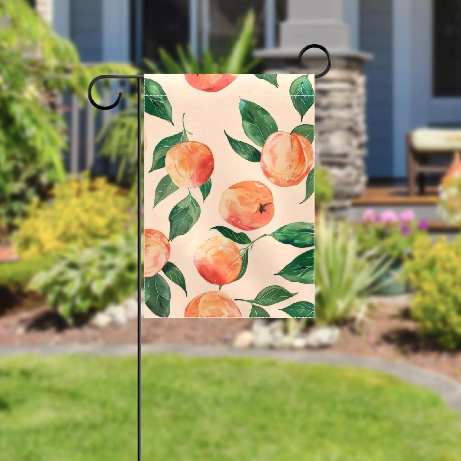 Welcome Peach Pink Garden Flag, Vertical Double Sided Small House Flag, Yard Farmhouse Outdoor Deck Veranda Lawn Decor 28x40 Inch