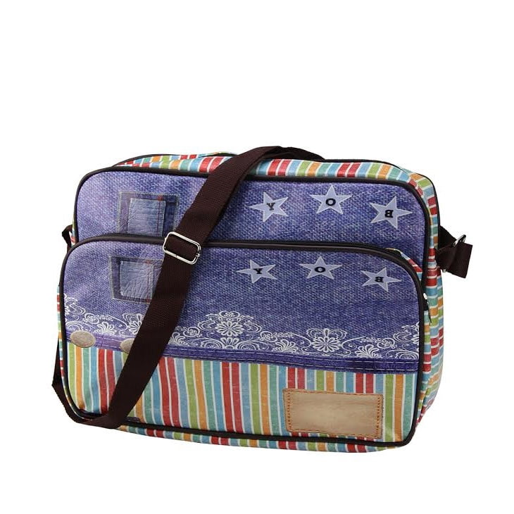 Northlight 15" Decorative Stripes and Jean Design Crossbody Bag/Purse with Strap
