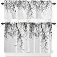 thumbnail image 2 of Kitchen Curtains Set, Black Branch Kitchen Curtains and Valances Set, Birds Modern Abstract Art Classic Black Rod Pocket Tier Curtains 24 Inch Length for Cafe/Bedroom Windows, 2 of 6