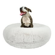 Angle View: Bessie and Barnie Signature Snow White Luxury Shag Extra Plush Faux Fur Bagel Pet/ Dog Bed