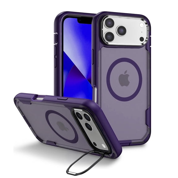 Heavy-Duty Magnetic Case with Camera Kickstand for iPhone 17 Pro Max - Purple