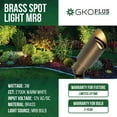 thumbnail image 2 of GKOplus Mini Size Brass Landscape Spotlight, Low Voltage 12V AC/DC Outdoor Directional Up Light, 180 Lumens, 3W MR8 LED Bulb ABS Ground Stake Included, 2700K, Garden Patio Trees Spot Uplight (10-Pack), 2 of 6