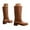 Brown2, variant on Square Toe Western Boots for Women Pull on Cowgirl Boots Retro Chunky Heel Wide Mid Calf Long Booties
