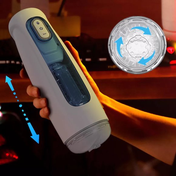 XBONP Automatic Male Masturbator Cup Telescopic Rotation ,10 Powerful Thrusting Rotating Modes Mens Vibrating Stroker Sex Toy,White