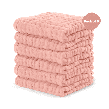 Comfy Cubs Baby Washcloths Muslin Cotton Baby Towels Large 10"x10" Wash Cloths (Lace Pack of 6)