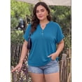 thumbnail image 3 of Cueply Plus Size Summer Tops for Women Short Sleeve v Neck Shirt Womens Casual Loose Fit Tunic Blouses, 3 of 8