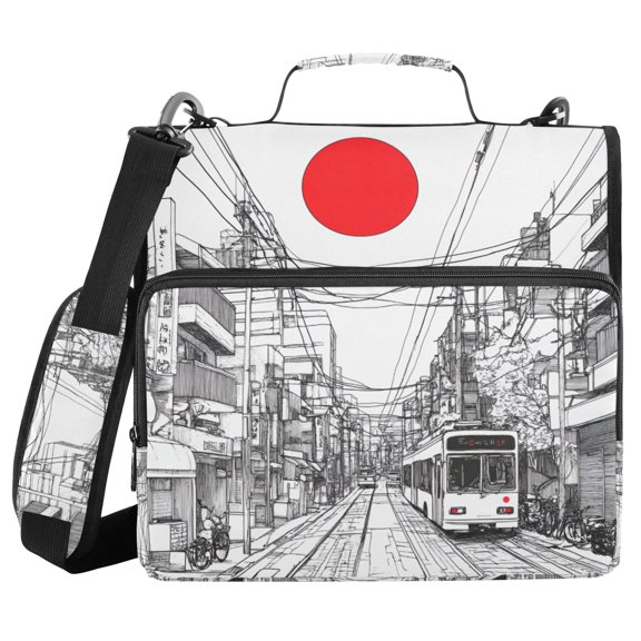 FORMRS Zipper Binder with Shoulder Strap 2-inch Ring 500 Sheet Capacity File Bag, White Streets