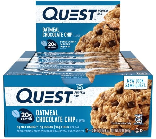 Quest Protein Bar, Oatmeal Chocolate Chip, 20g Protein, 12 Ct Walmart
